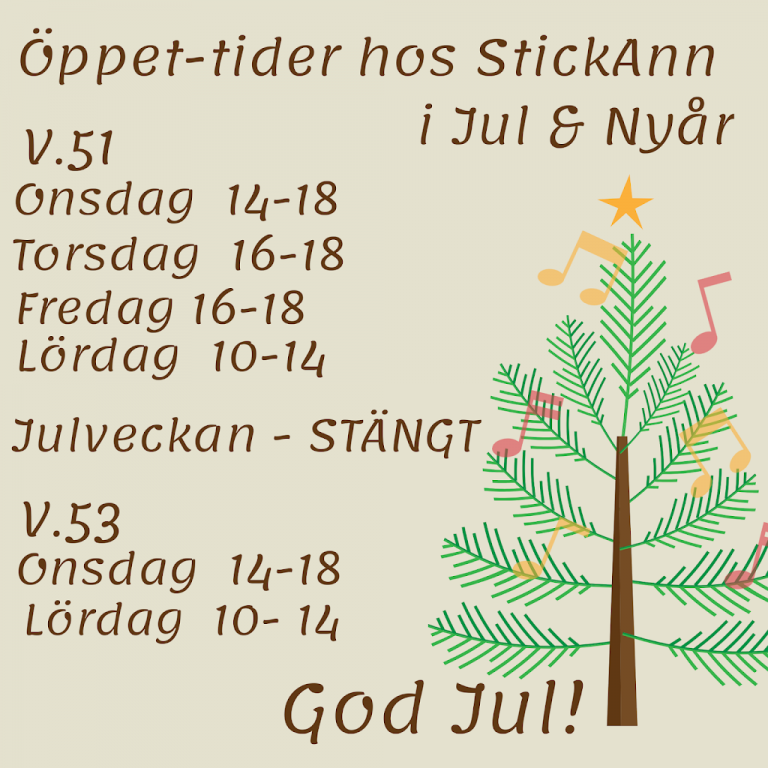 Öppet-tider i Jul och Nyår…